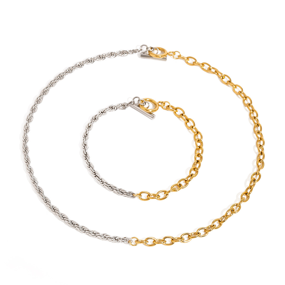 Collana Minimalista Irregolare in Acciaio Inossidabile con Dettagli Placcati in Oro 18K da Donna