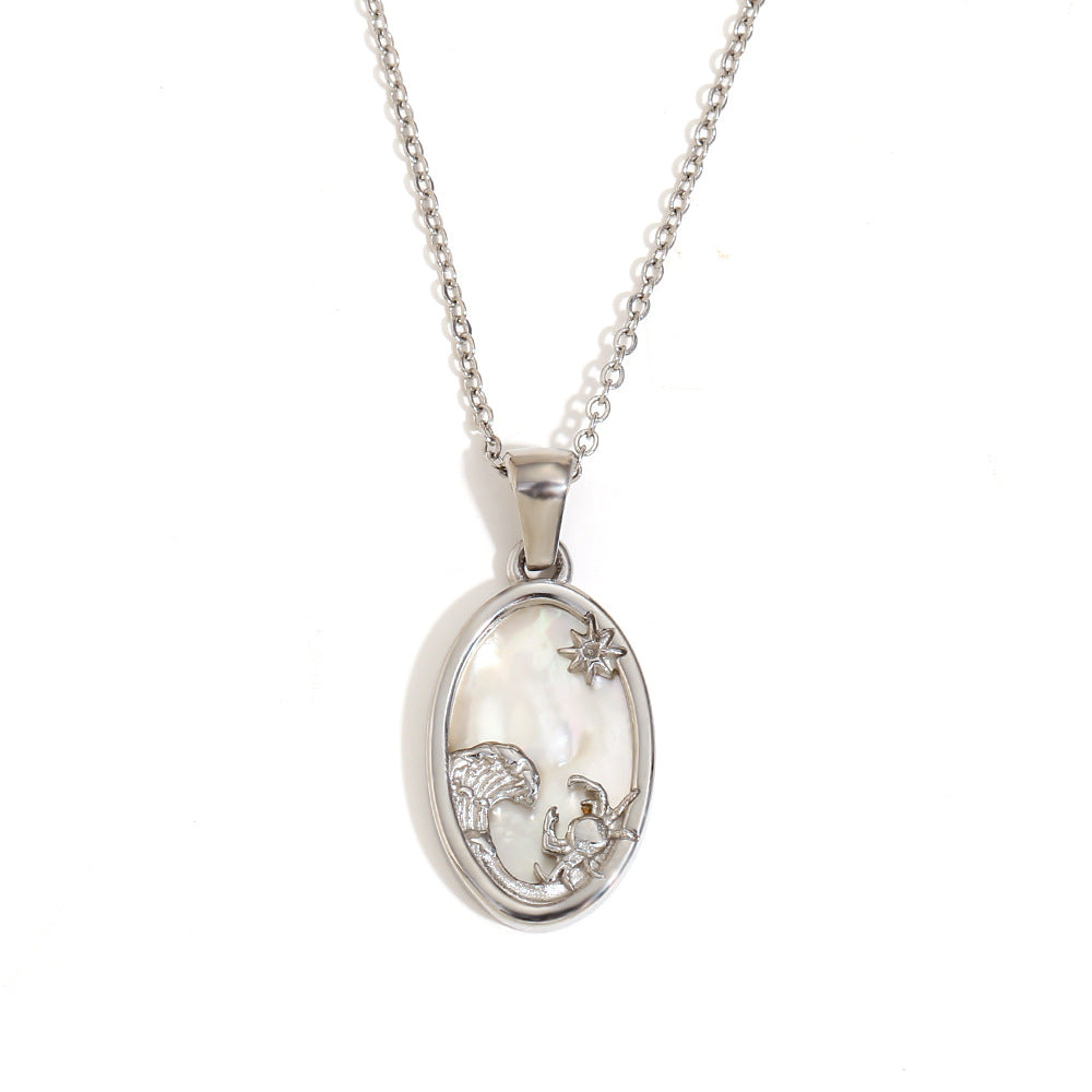 Collana con Pendente a Cuore Floreale Vintage in Agata Rossa da Donna con Catena in Acciaio Inox e Placcatura in Oro 18K