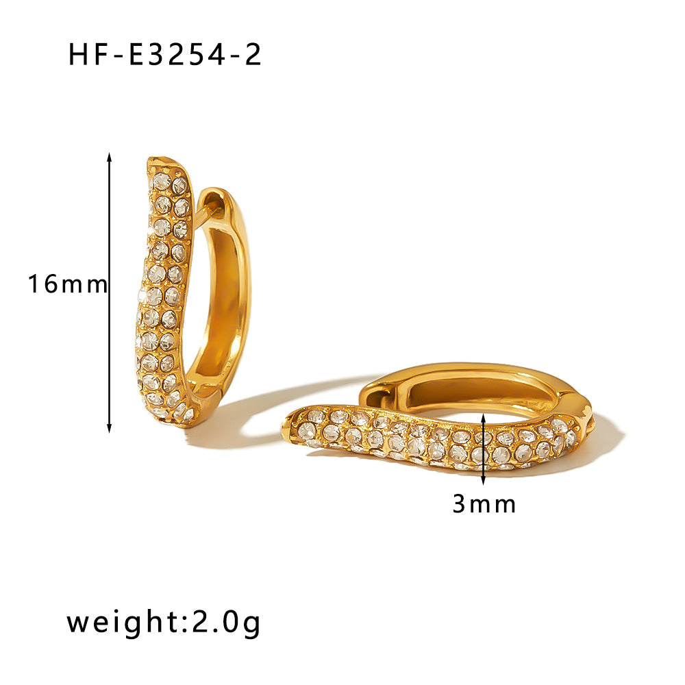 Orecchini Irregolari a Farfalla con Zirconi e Perle in Acciaio Inossidabile con Placcatura in Oro 18K da Donna