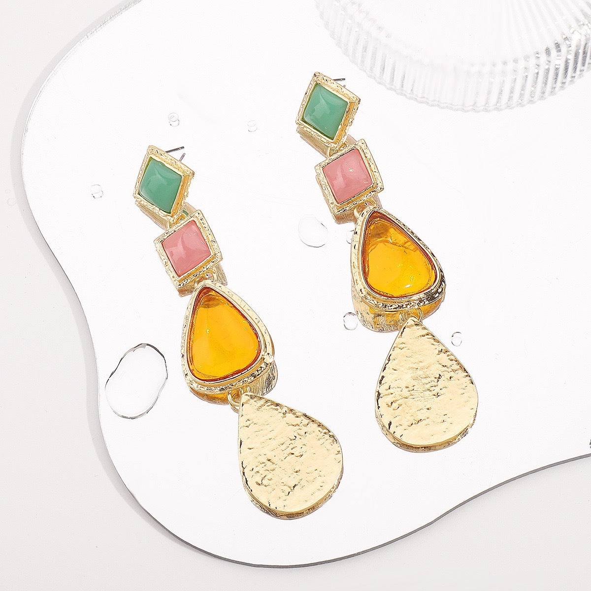 Fashion Geometric Resin Plated Earrings for Women