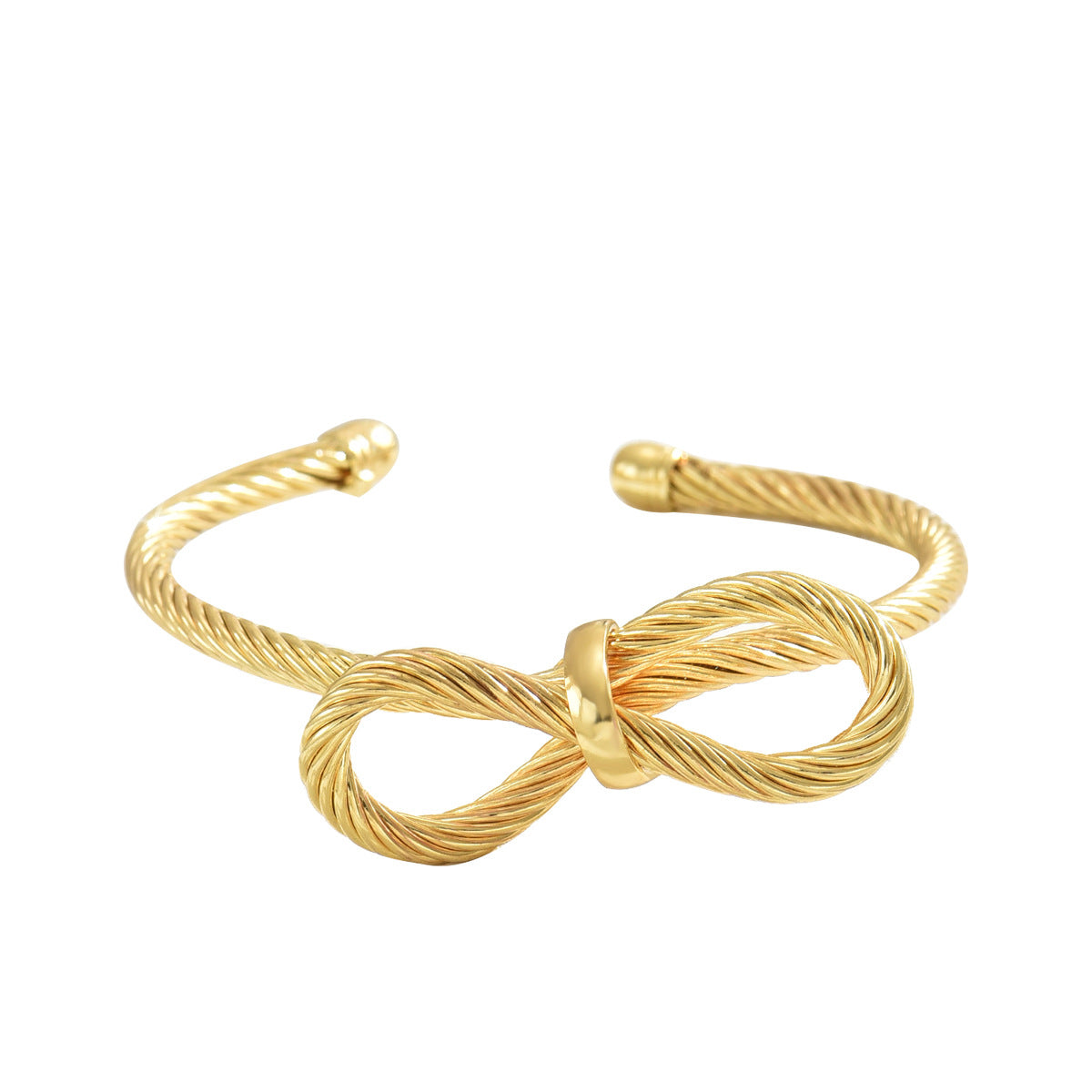 Pulsera de Cobre Minimalista en Forma de Lazo con Diseño de Apertura Ajustable, Acabado Chapado, Joyería Elegante y Versátil para la Mano
