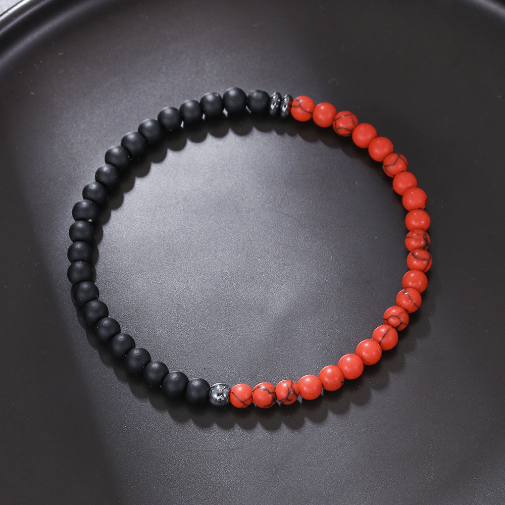 Minimalist Matte Round Turquoise Beaded Bracelet 4mm Unisex Fashion Jewelry