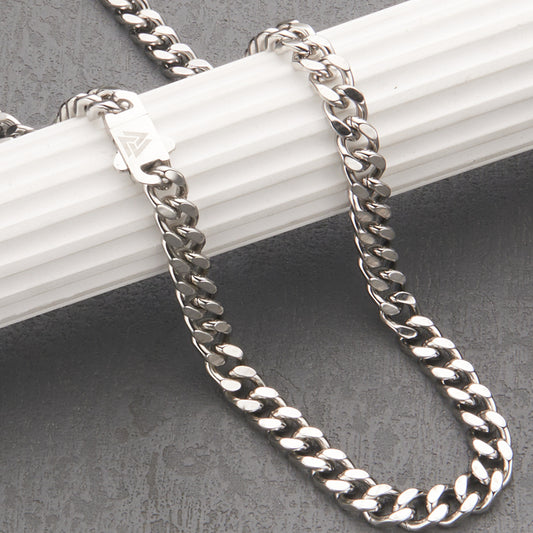 Set collana a catena cubana in acciaio inossidabile lucido con mitologia vichinga per uomo con pendente e bracciale in acciaio al titanio