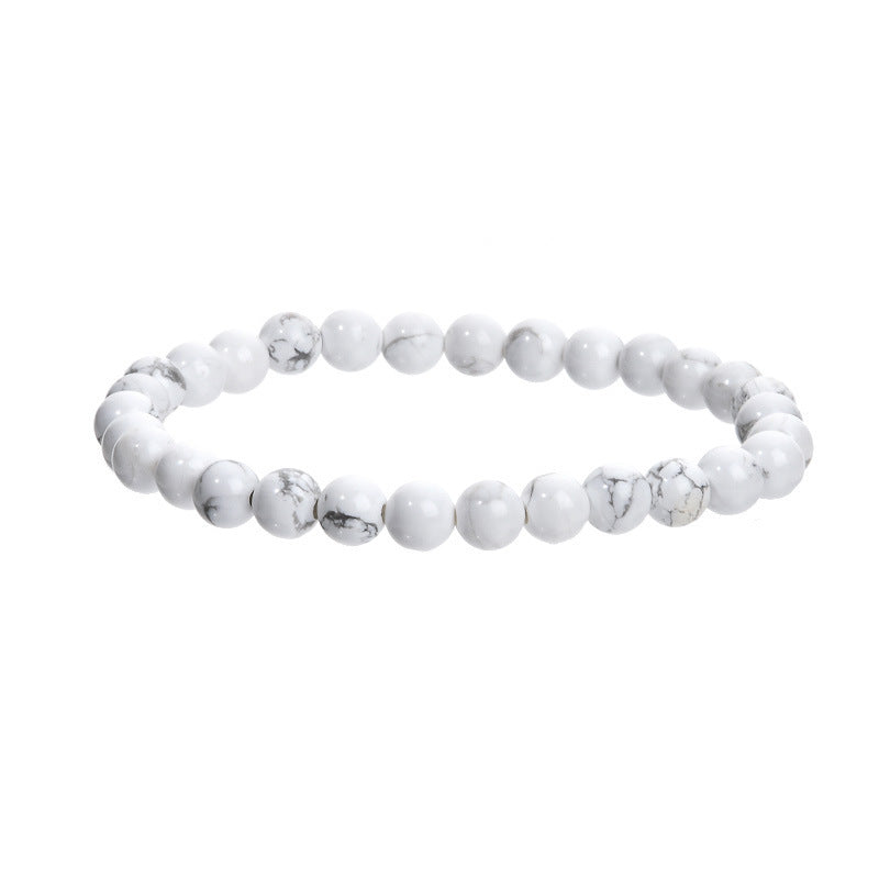 Natural White Turquoise Round Beaded Bracelet Unisex Geometric Handmade Jewelry Gift