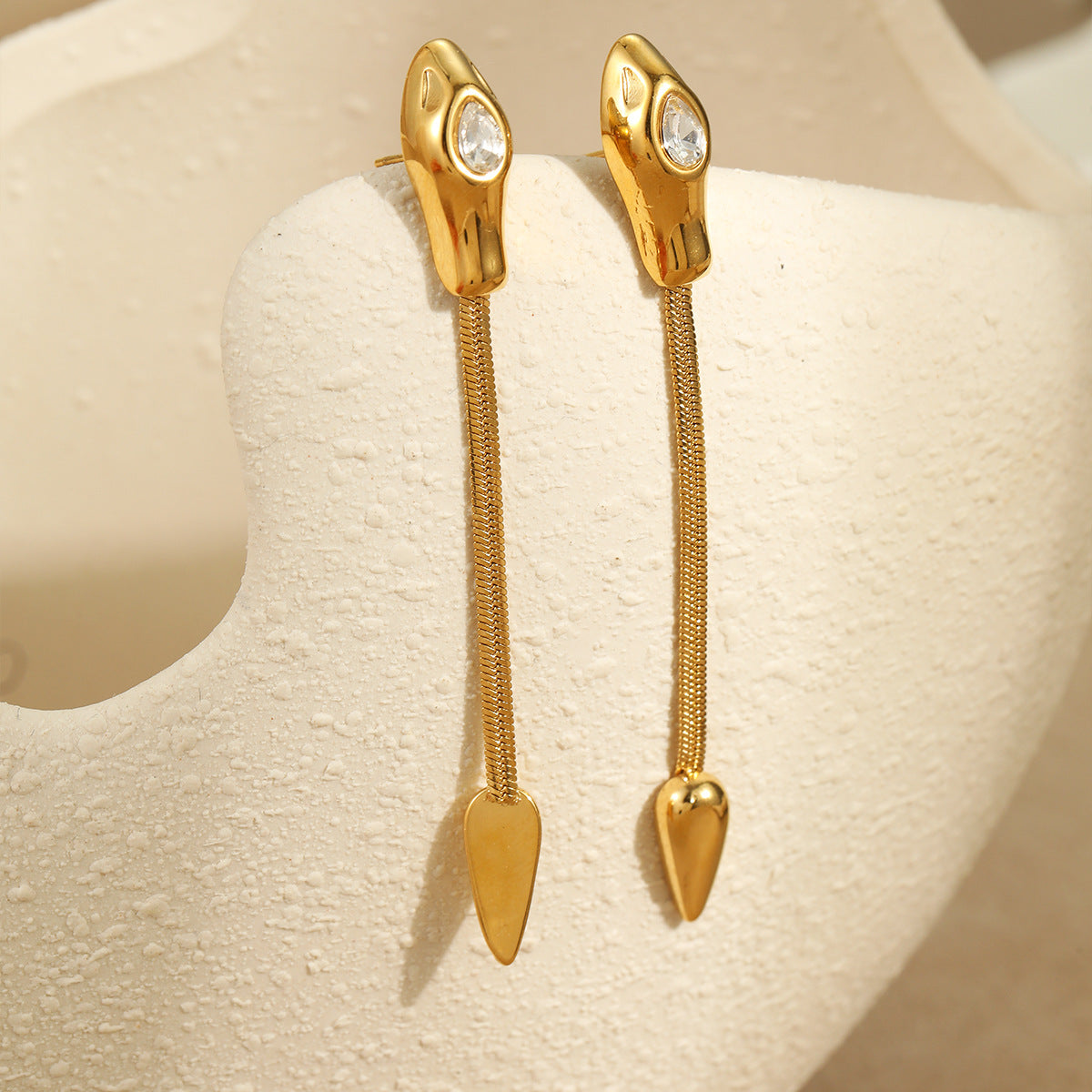 Minimalist Stainless Steel Snake-Shaped Geometric Earrings for Women with Plated Finish