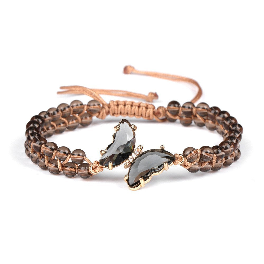 Sweet Geometric Butterfly Crystal Beaded Bracelet Unisex Charm Bar
