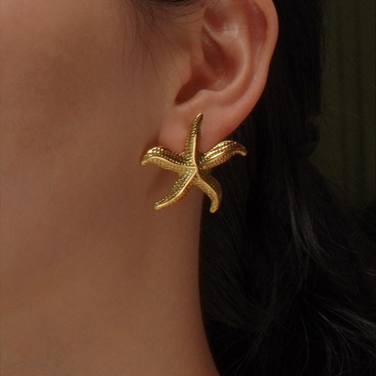 Star Shaped Titanium Steel Plated Stud Earrings for Women