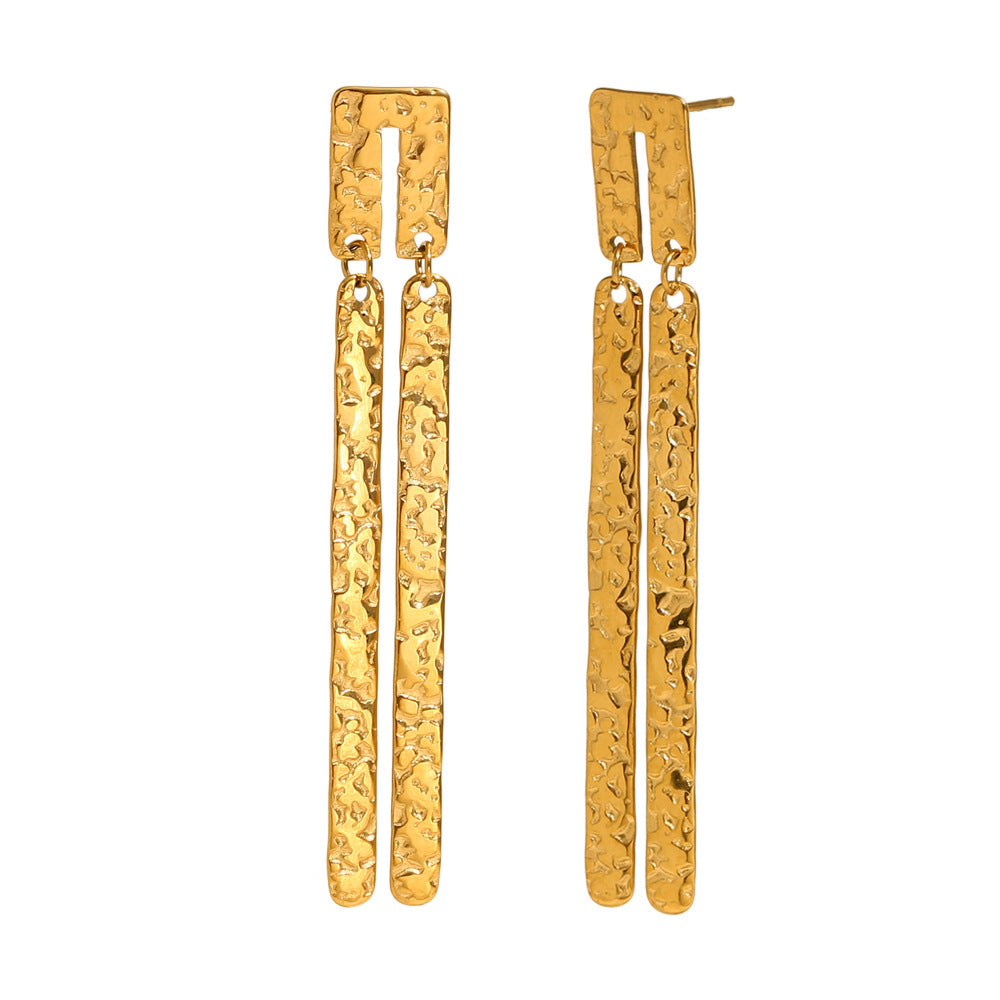 Minimalist Geometric Stainless Steel Ear Studs with 18K Gold Plating for Women