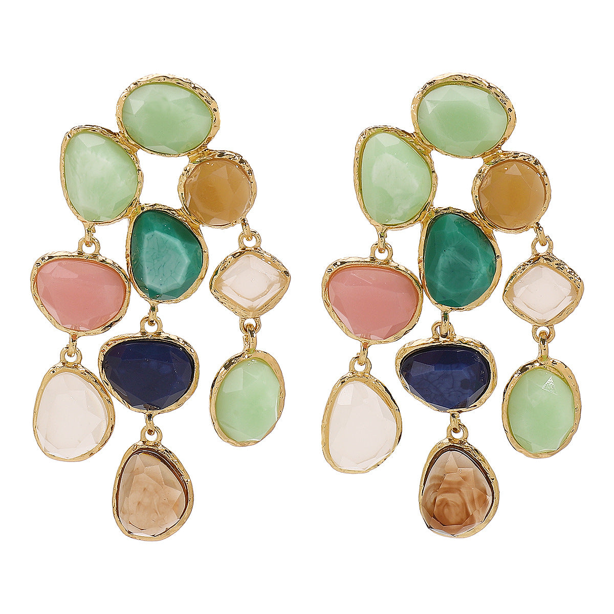 Pendientes colgantes minimalistas geométricos de aleación de acrílico y resina para mujer con postes de acero inoxidable chapado