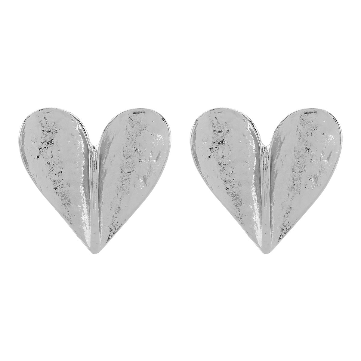 Ins Style 3D Concave Heart Shape Alloy Stud Earrings with Plated Finish for Women