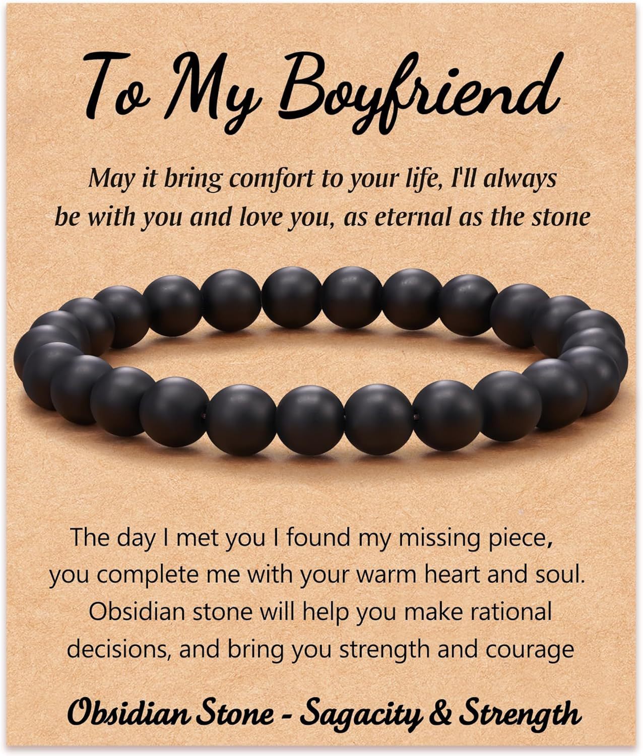 Men's Geometric Round Agate Beaded Bracelet