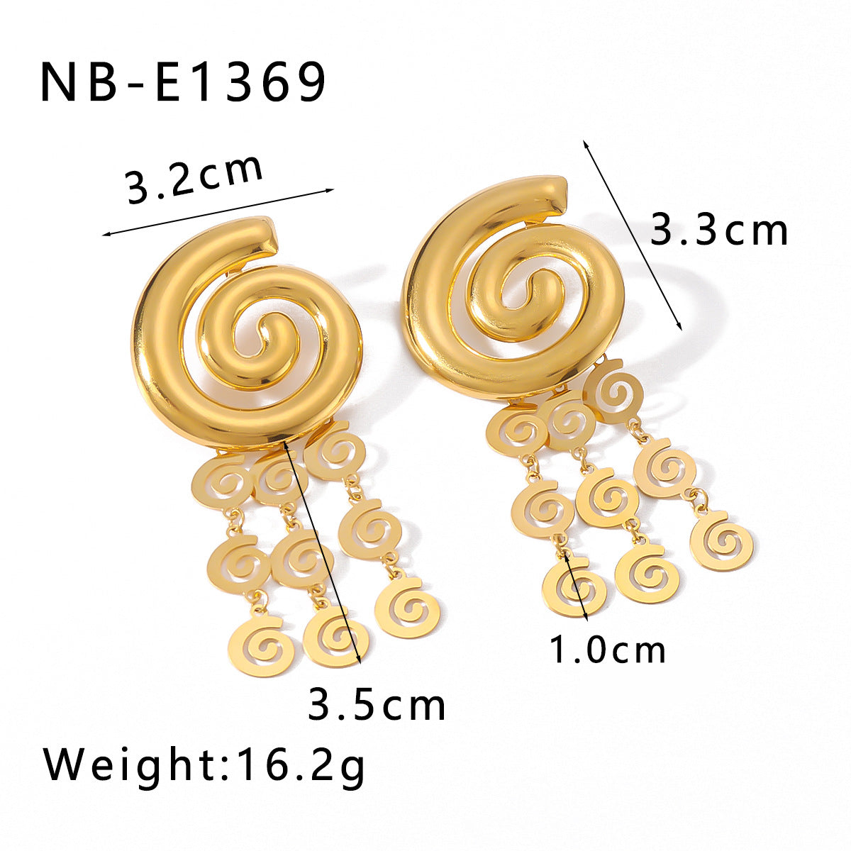 Orecchini Pendenti con Nappa a Stella, Cuore e Conchiglia Vintage in Acciaio Inossidabile con Placcatura Sottovuoto in Oro 18K da Donna