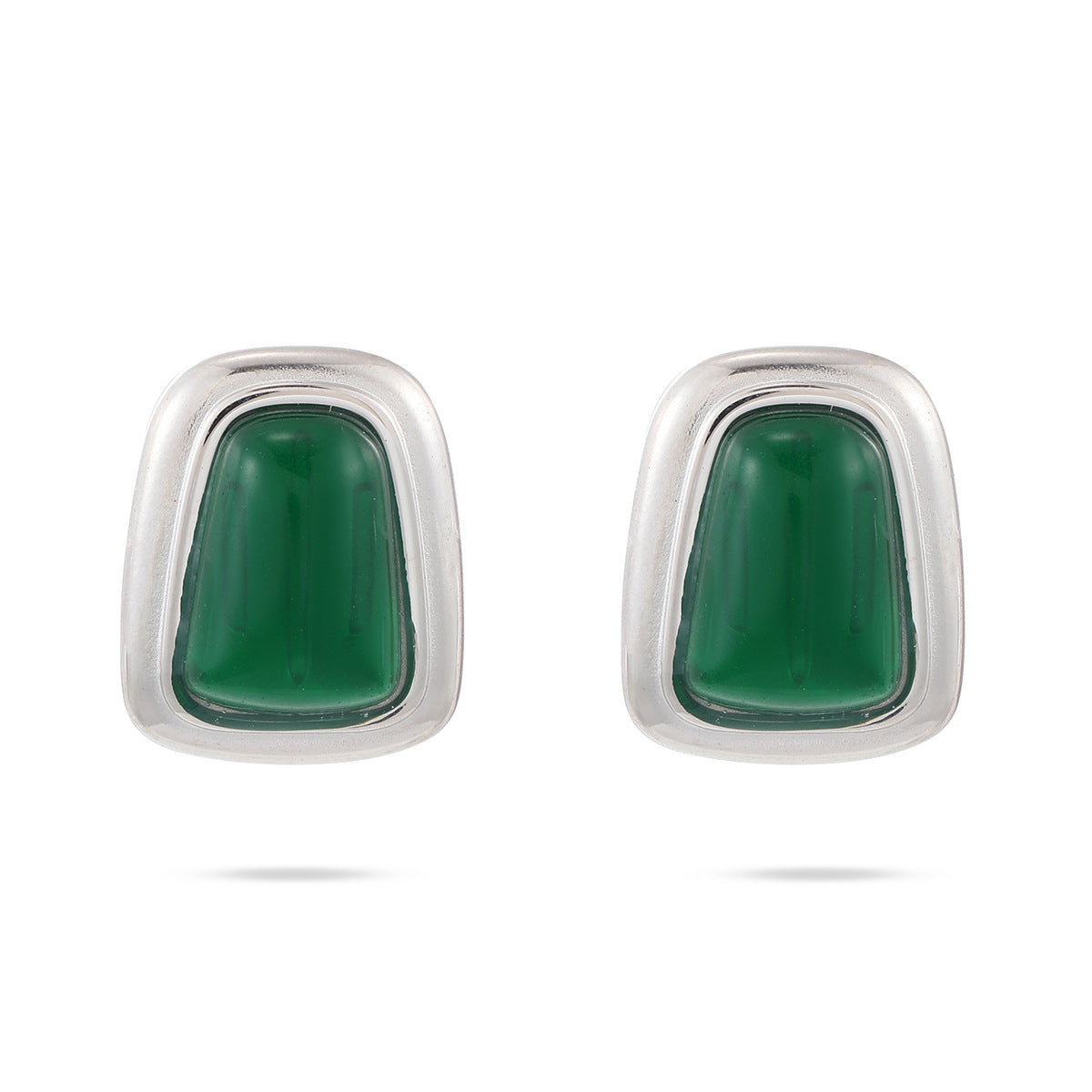Pendientes de botón minimalistas geométricos de acero de titanio con circonitas incrustadas para mujer con acabado chapado