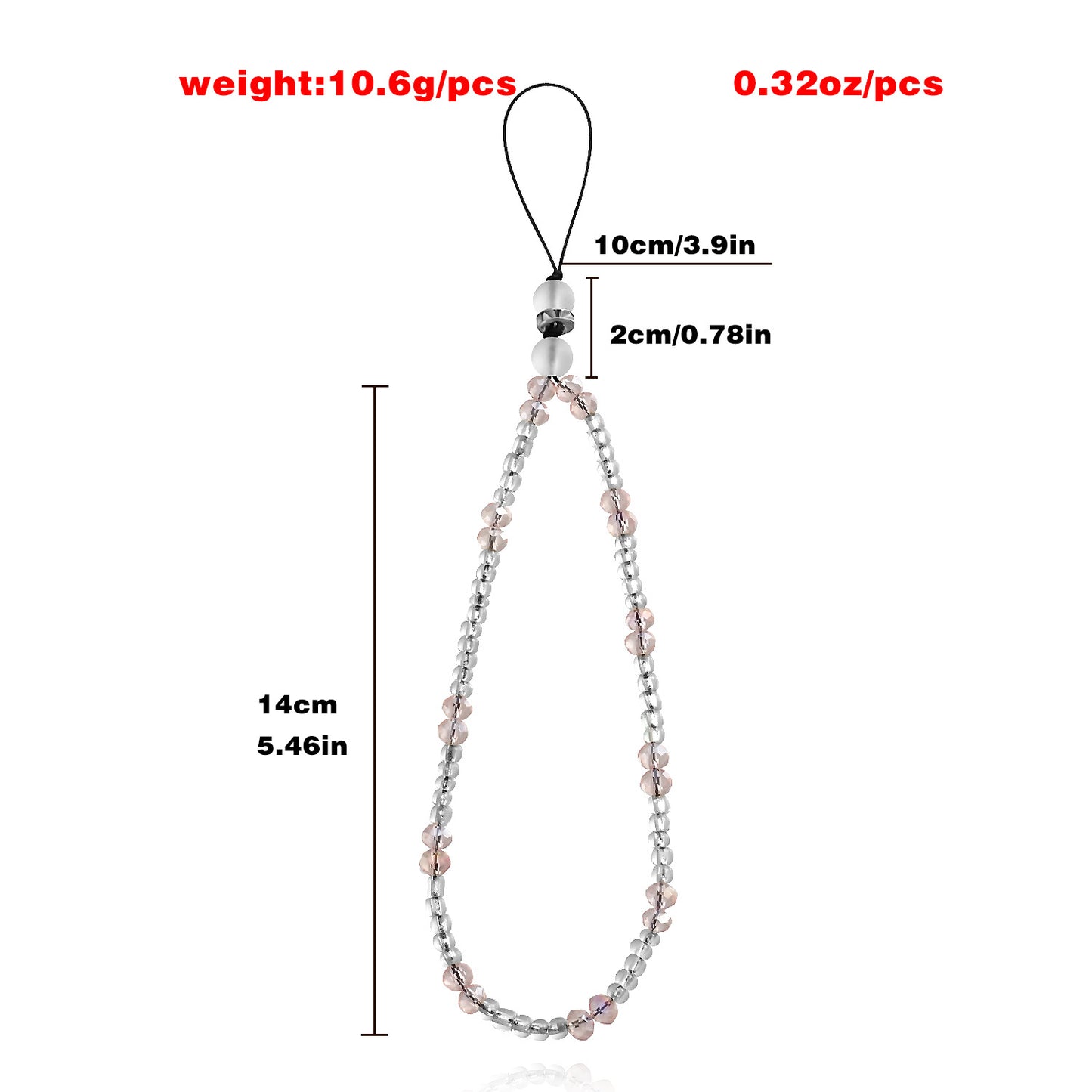 Sweet Natural Color Block Alloy and Crystal Beaded Phone Chain