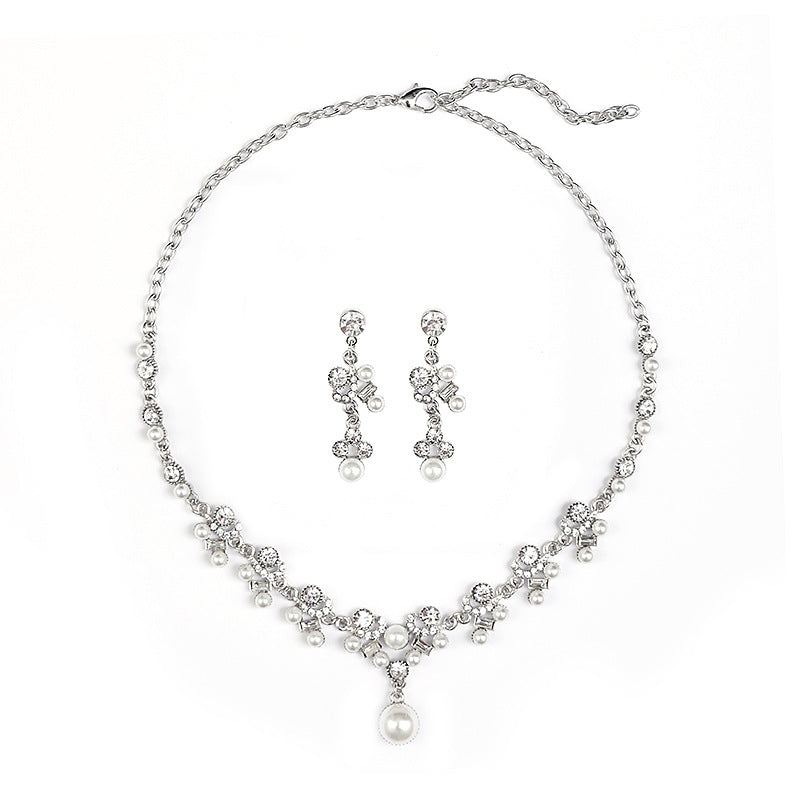 Fashion OL Style Waterdrop-Shaped Alloy Necklace and Earrings Set with Plated Finish for Women