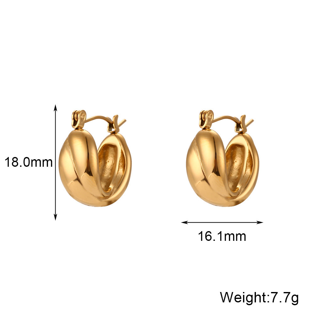 Minimalist Luxe Geometric Stainless Steel Ear Cuffs with 18K Gold Plating and Bread Texture