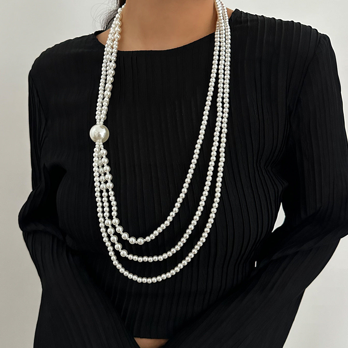 Collana da donna esagerata in stile barocco con perle, design geometrico, perline multistrato e finitura artigianale
