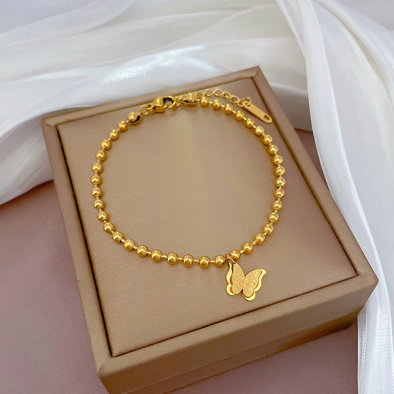 Constellation Moon Star Drop Zircon Bracelet in Titanium Steel with Gold Plating for Women