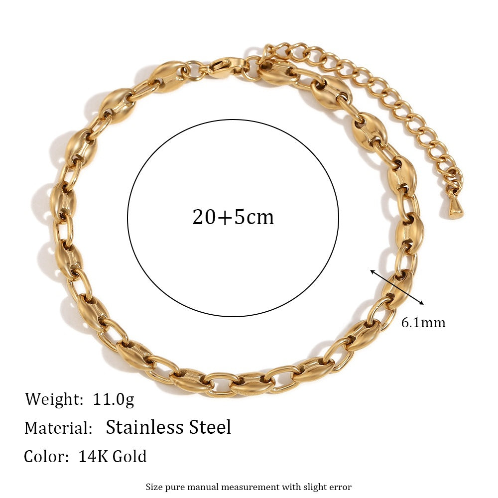 Cavigliera da donna geometrica minimalista in acciaio inossidabile con placcatura in oro 14K