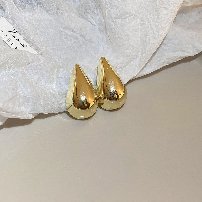 Vintage Geometric Metal Stud Earrings with Round Pearl Accents and Silver-Plated Posts for Women