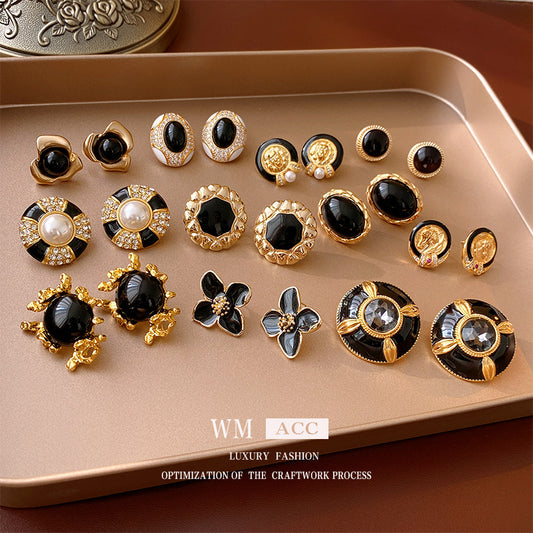 Pendientes florales vintage de aleación con acabado esmaltado para mujer, joyas artísticas retro llamativas para la oreja