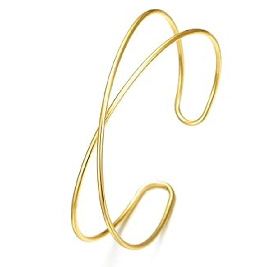 Minimalist Elegant Geometric Plated Iron Adjustable Open Arm Cuff Bracelet