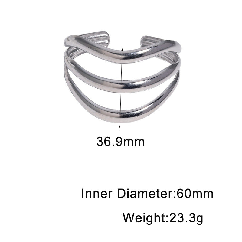 Minimalist Geometric Stainless Steel Open Cuff Bracelet for Women