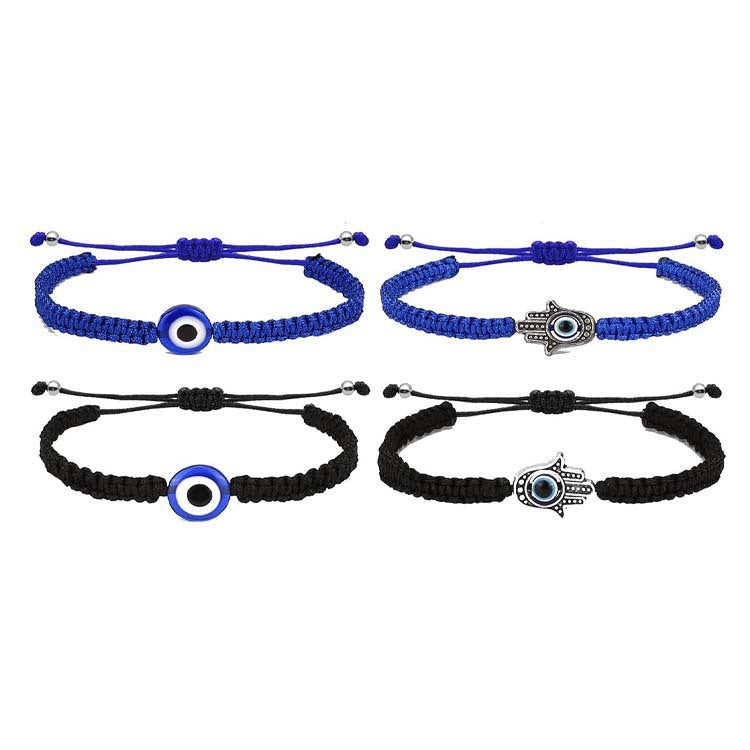 Vintage Bohemian Geometric Evil Eye Woven Rope Bracelet Unisex Adjustable Handmade Bangle