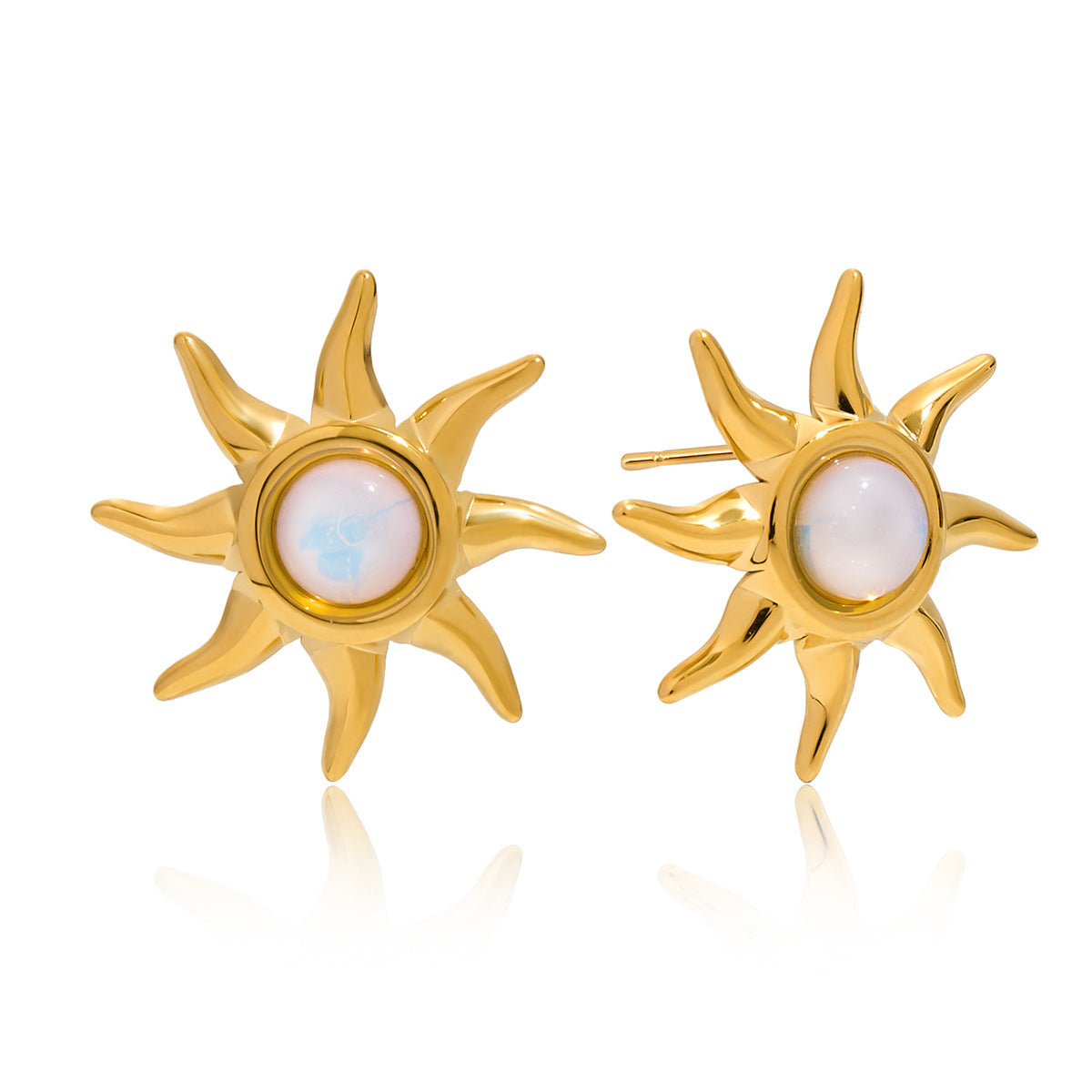 Collana da donna con ciondolo minimalista in acciaio al titanio a forma di sole e catena in acciaio inossidabile placcato