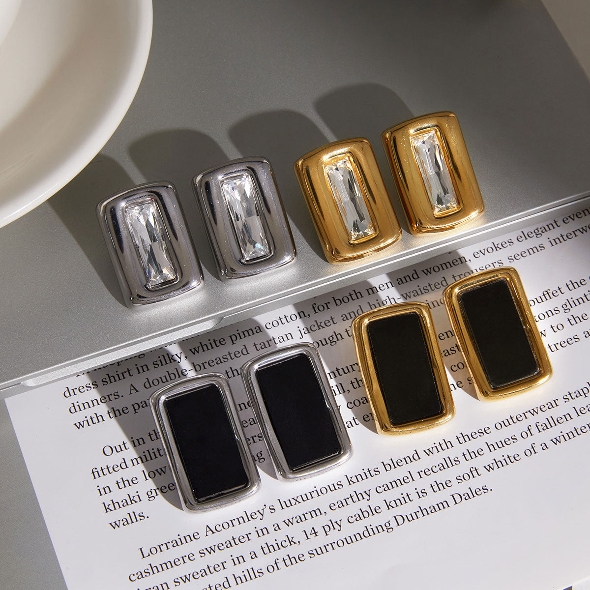 Minimalist Luxury Geometric Square Titanium Steel PVD Plated Earrings for Women