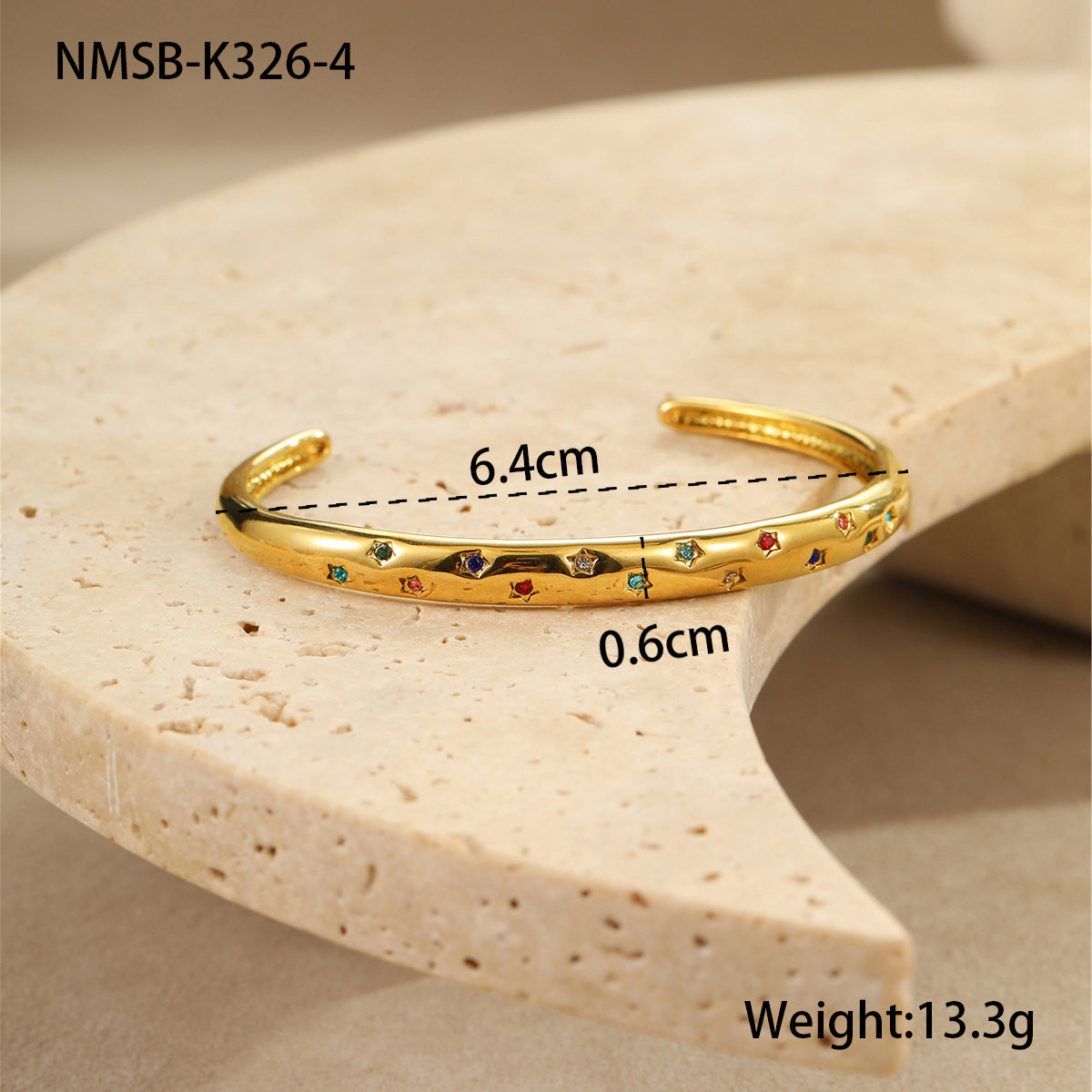 Fashionable Geometric Star-Shaped Titanium Steel Bracelet with Rhinestone Inlay for Women