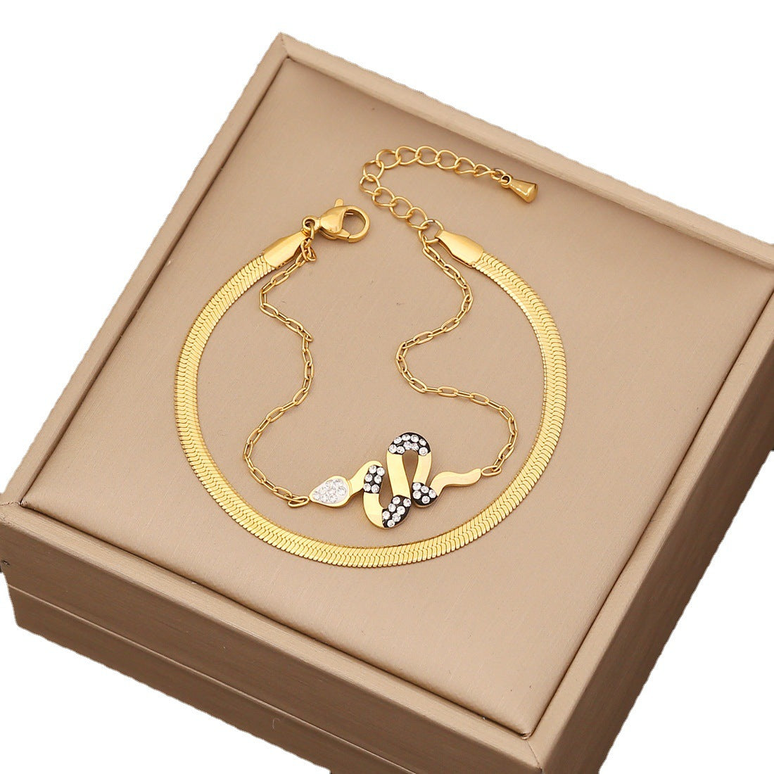 Pulsera de Acero Inoxidable con Forma de Serpiente Estilo INS con Acabado Chapado para Mujer
