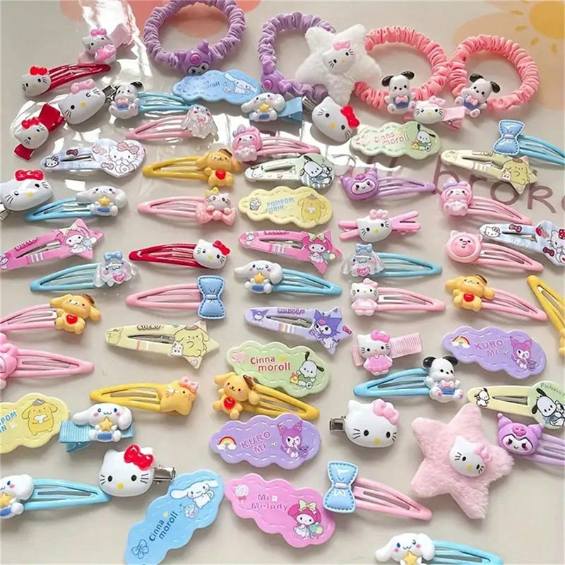 Cute Bowknot Hair Clip Set for Girls with Ruffled and Mesh Details Polyester Hair Accessories for Bangs and Side Hair Styling