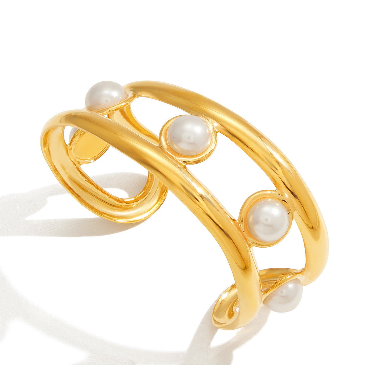 Bracciale Minimalista in Acciaio al Titanio con Placcatura in Oro 18K, Design a Forma Irregolare, Accessorio di Moda Leggero