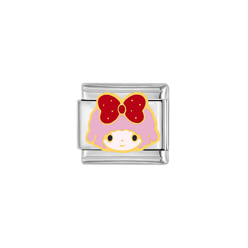 Sweet Cartoon Plated Stainless Steel DIY Charm Bar Bracelet Unisex