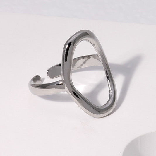 Minimalist Geometric Titanium Steel Adjustable Open Ring for Women with Irregular Shape and Plated Finish