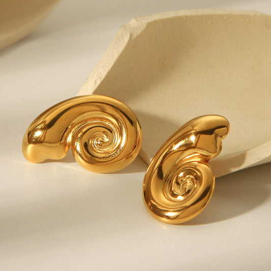 Minimalist Seashell-Shaped Stainless Steel Earrings for Women with Plated Finish Beach-Inspired Geometric Design