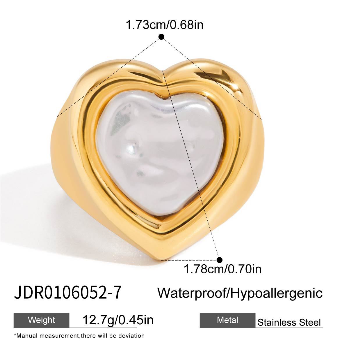 Anello da Donna in Acciaio Inossidabile con Cuore Geometrico Moda, Placcato Oro 18K