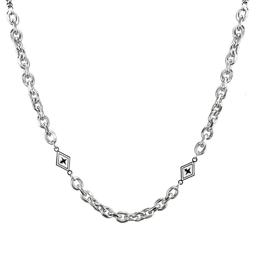 Collar unisex de eslabones cubanos pulidos de acero de titanio estilo punk con diseño en forma de U y cadena tipo O para hombres y mujeres