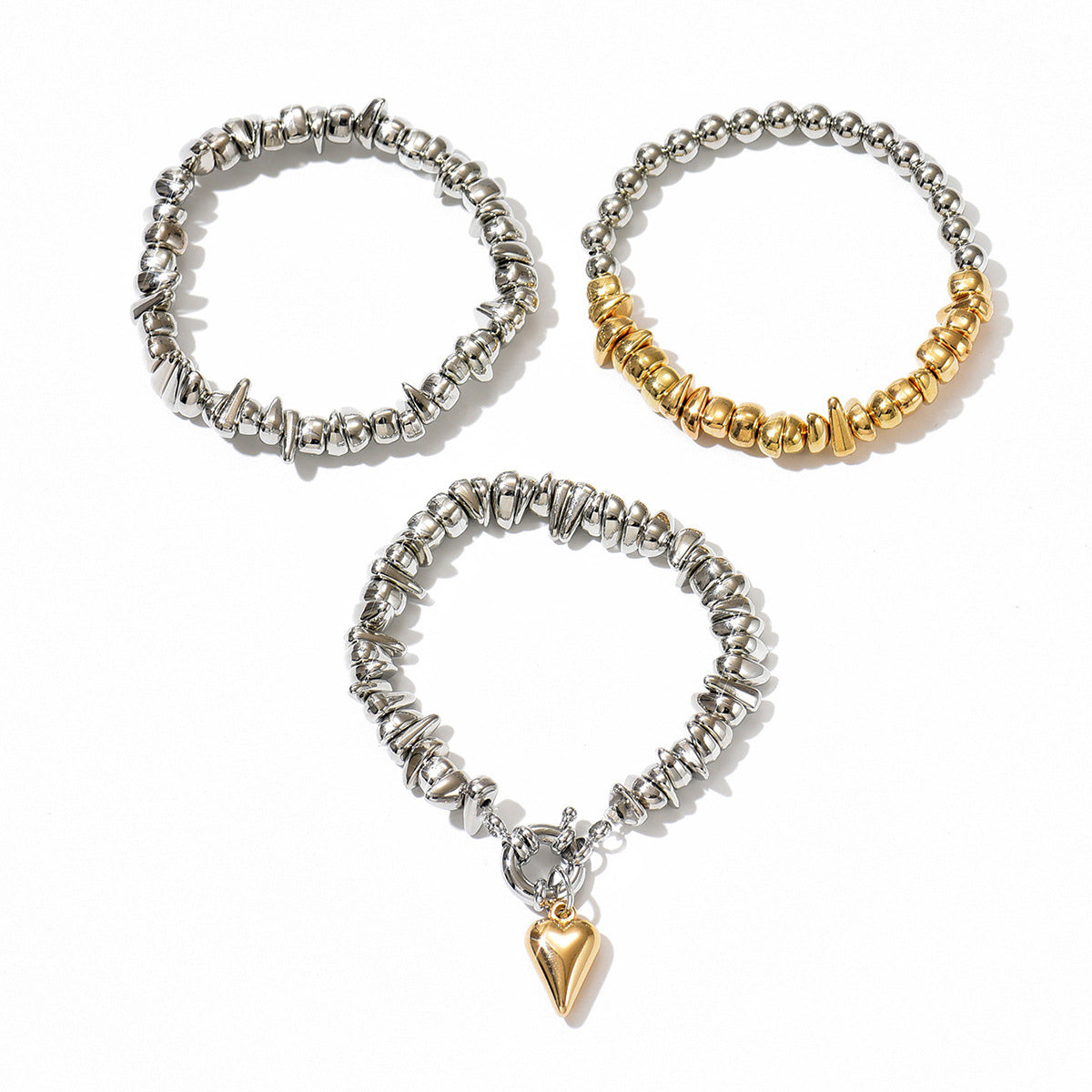 Geometric Heart Round Acrylic Bracelet Set for Women