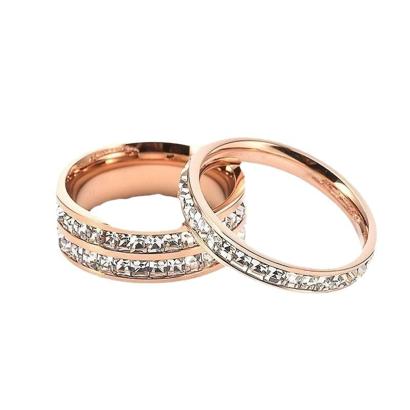 Anello "Cielo Stellato" Geometrico con Strass in Acciaio al Titanio per Uomo e Donna