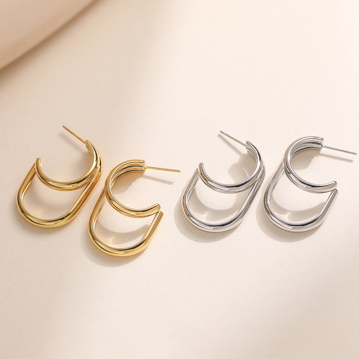 Minimalist Geometric Stainless Steel PVD Earrings for Women