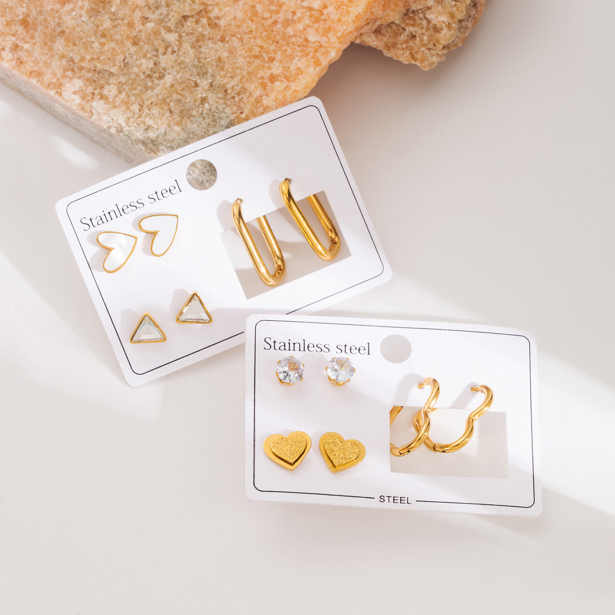 Elegantes pendientes de acero inoxidable con forma de corazón, minimalistas, con perla barroca e incrustaciones de concha para mujer