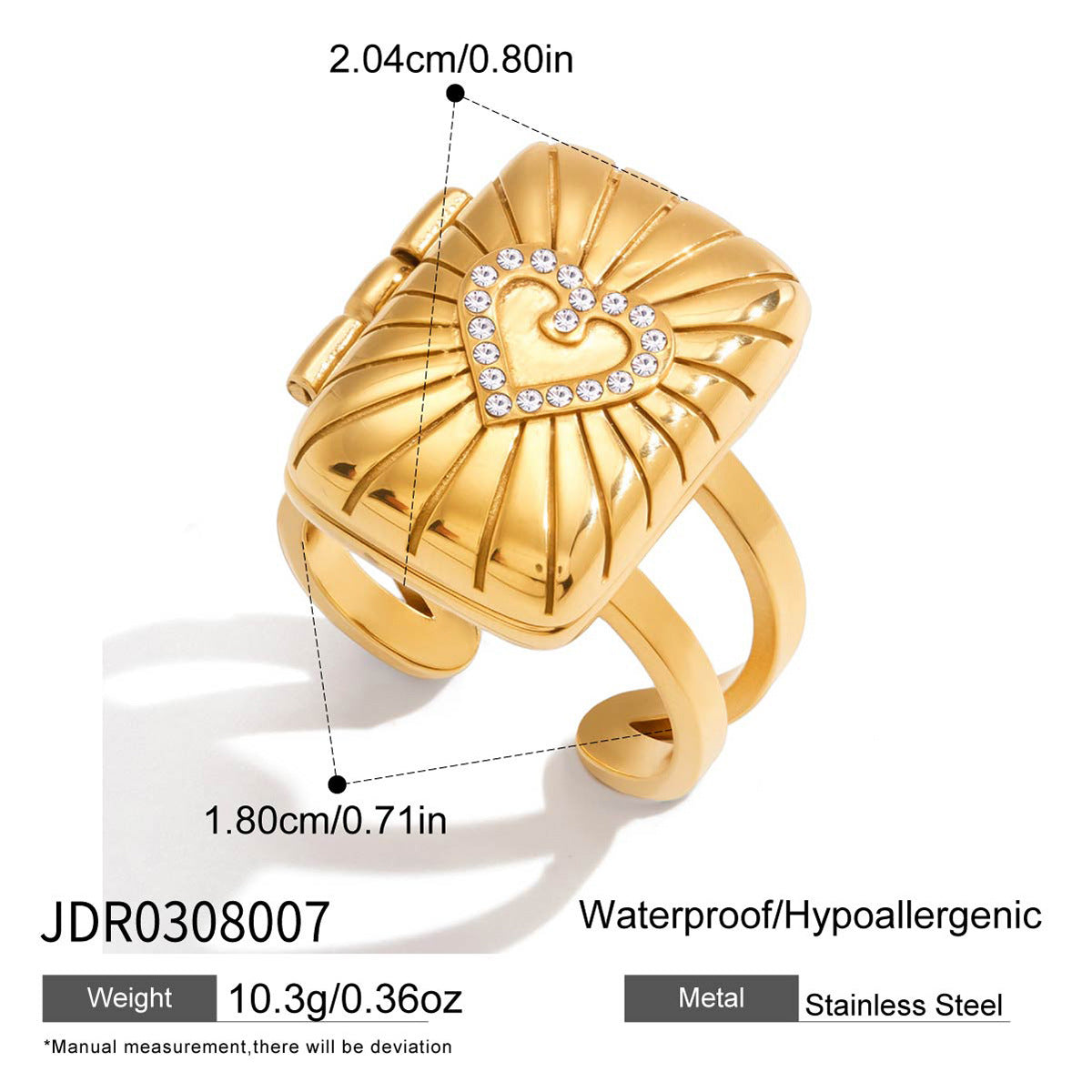 Minimalist Heart Stainless Steel PVD Plated Necklace and Ring Set for Women