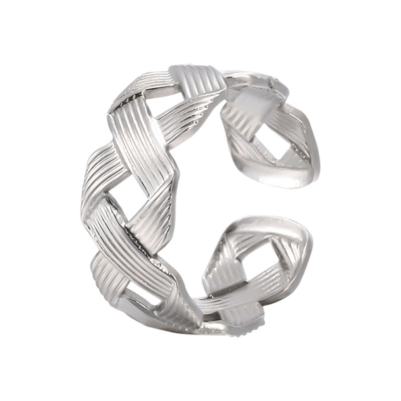 Minimalist Geometric Stainless Steel Adjustable Ring for Women with Plated Finish