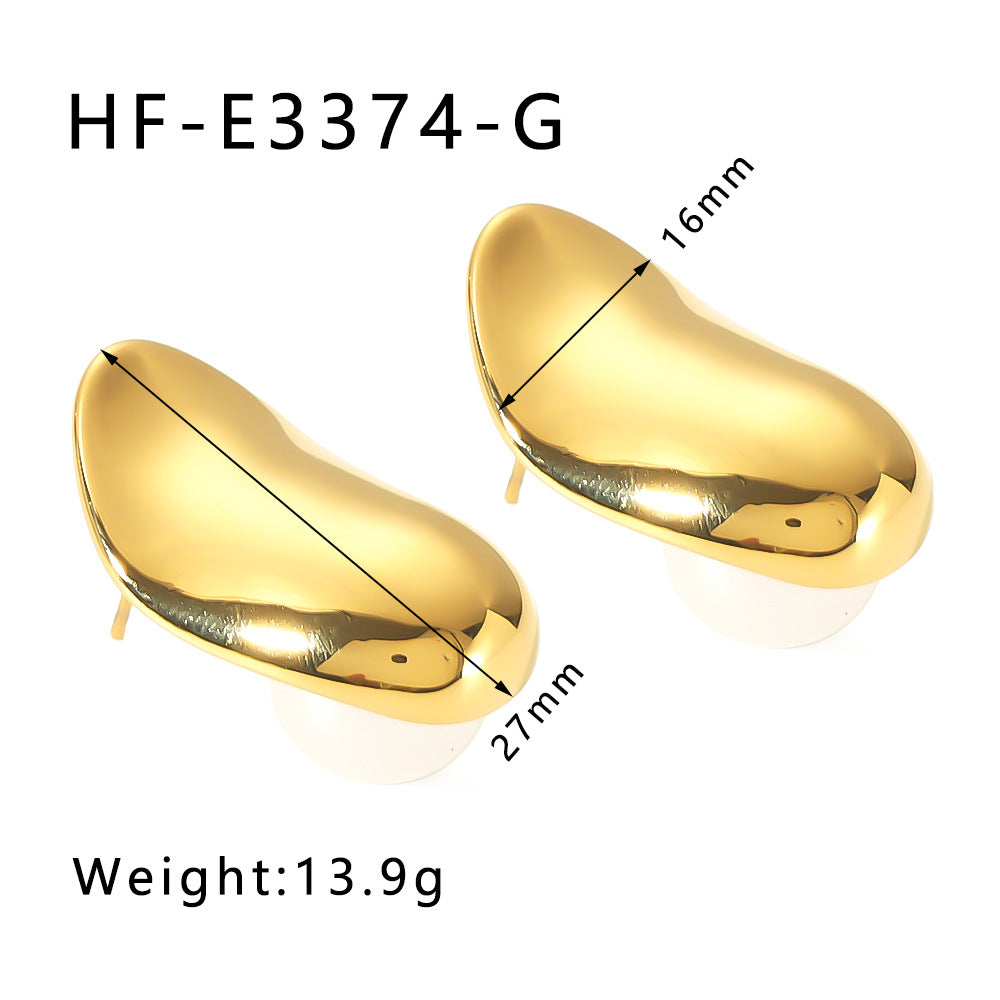 Minimalist Geometric Stainless Steel Gold-Plated Ear Cuffs with Pearl Inlay for Women