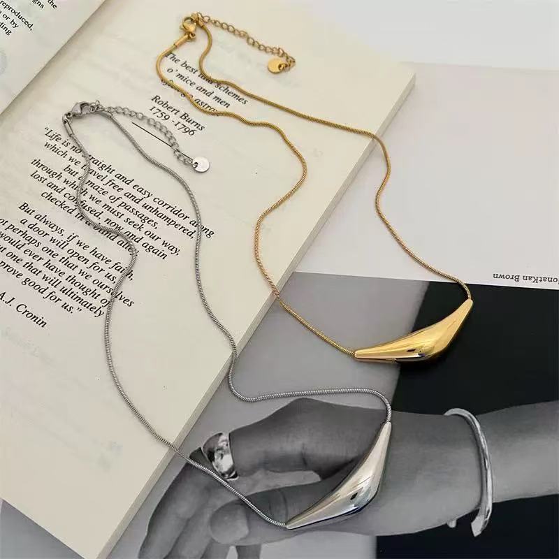 Geometric Irregular Smile Face Titanium Steel Plated Necklace for Women