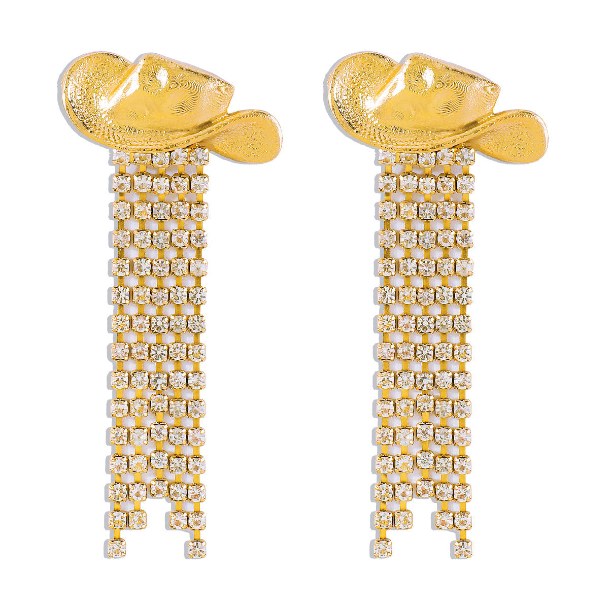 Pendientes de borlas atrevidos y lindos de aleación con detalles de pedrería, diseño de aro estilo vaquero occidental para mujer