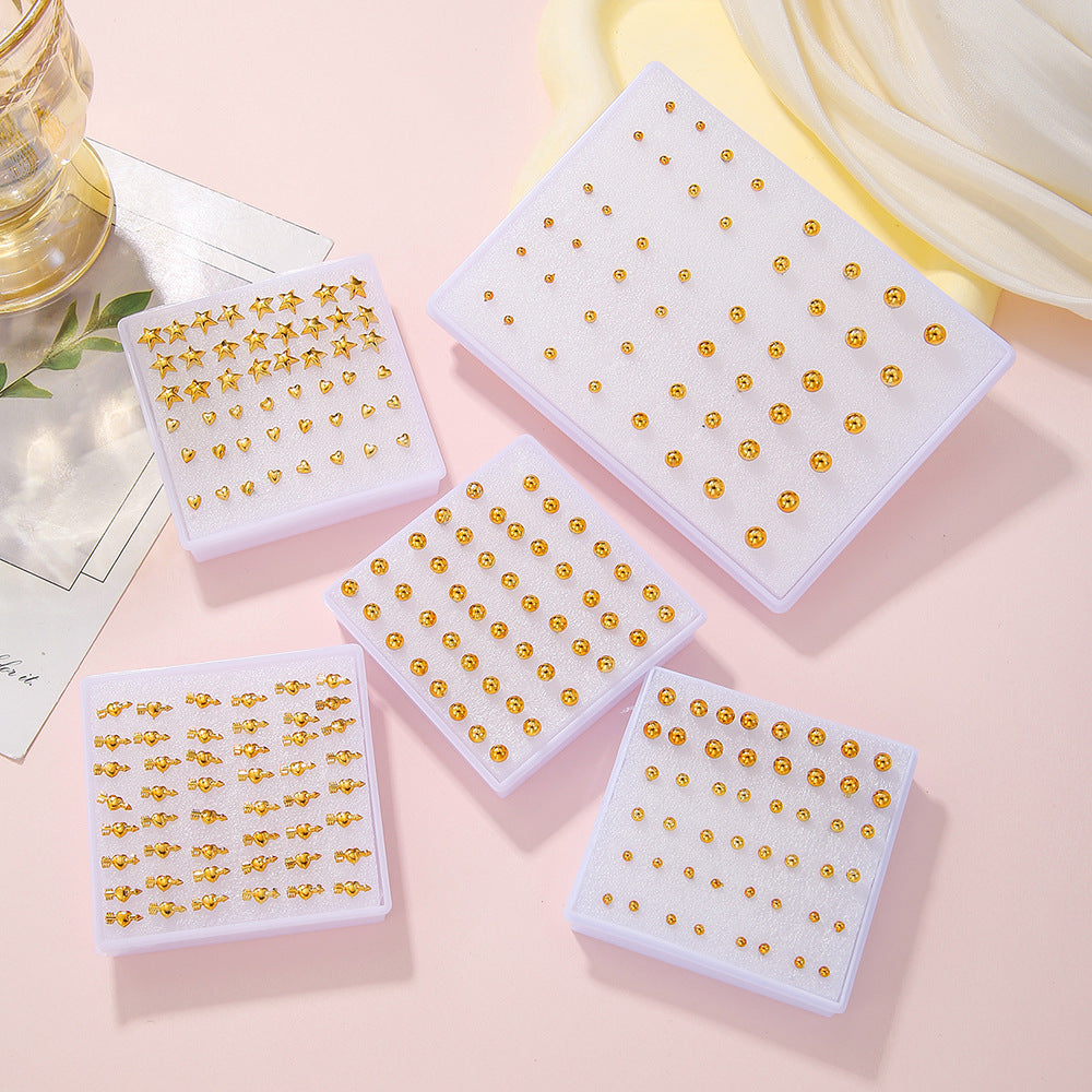 Geometric Round Star Heart Resin Plated Stud Earrings