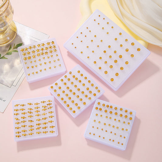 Geometric Round Star Heart Resin Plated Stud Earrings